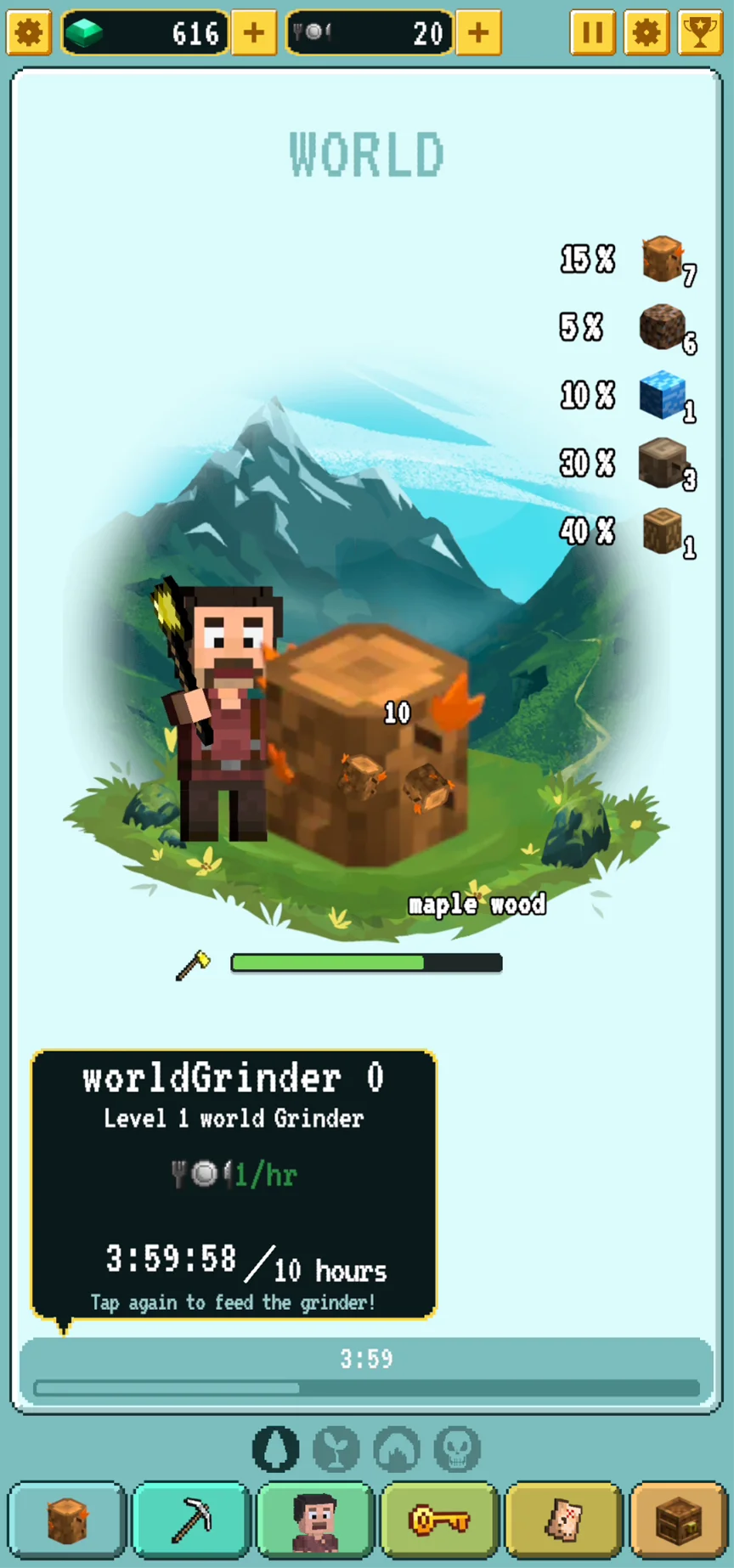 Grindcraft Screenshot of Harvesting Wood