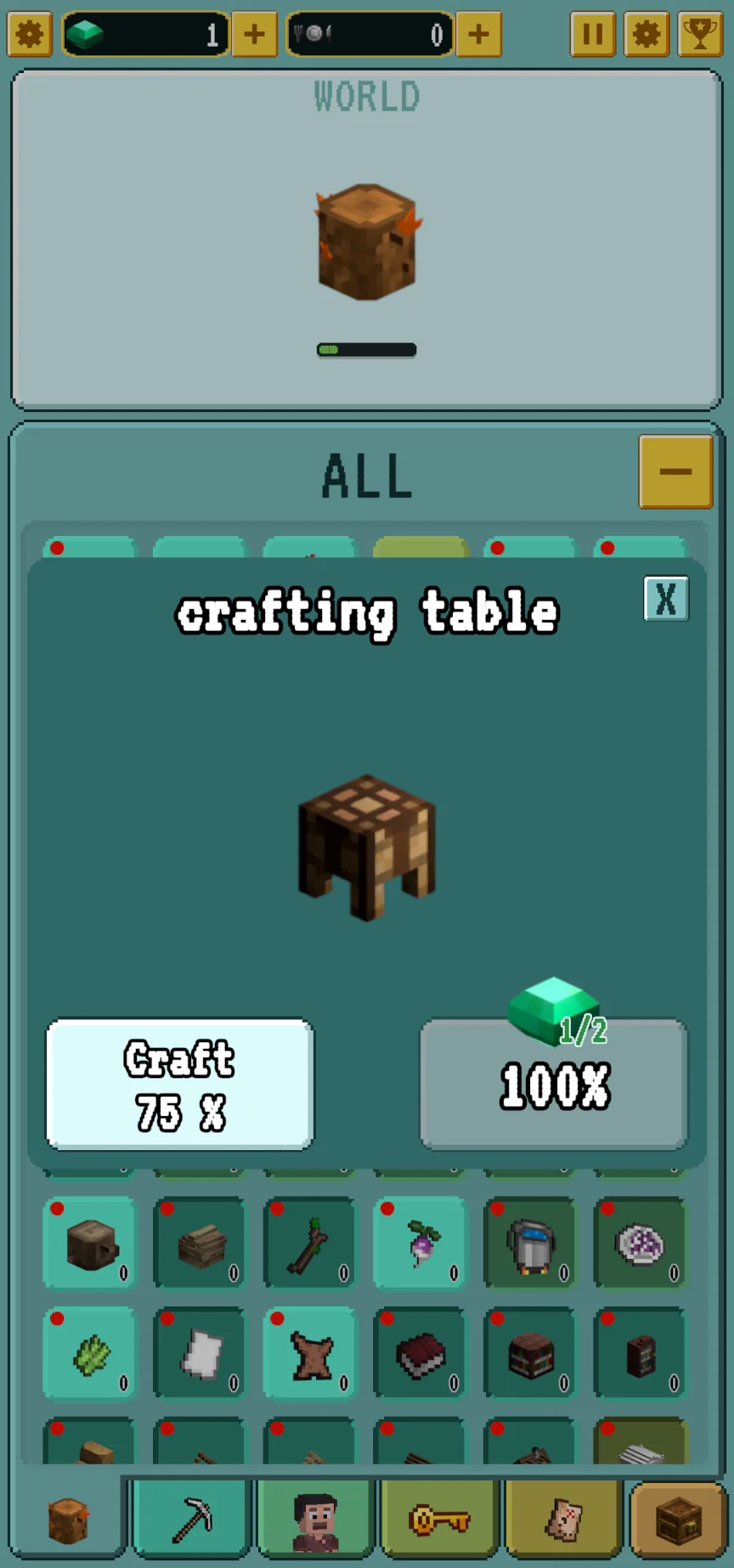 Grindcraft Screenshot of Crafting Desk