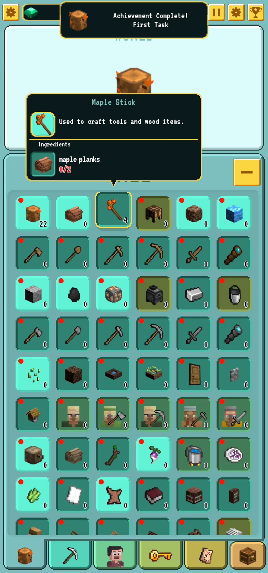 Grindcraft Screenshot of Inventory