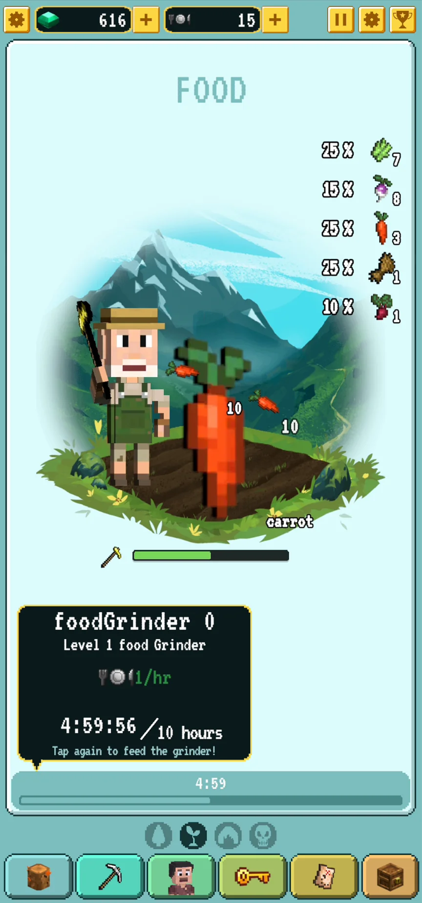Grindcraft Screenshot of Grinding Food